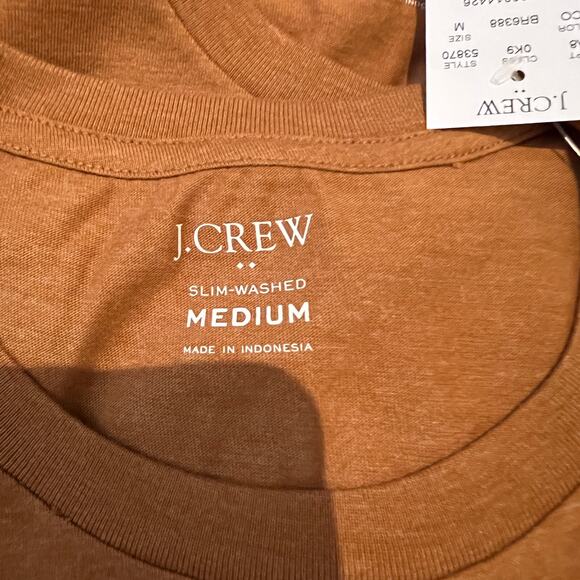 NWT J. Crew Men's Deep Copper Heathered Slim Washed Jersey Pocket Tee - Picture 5 of 10